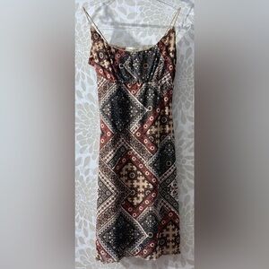 VTG Y2K No Comment Junior’s L Boho Patchwork Empire Waist Babydoll Mesh Dress